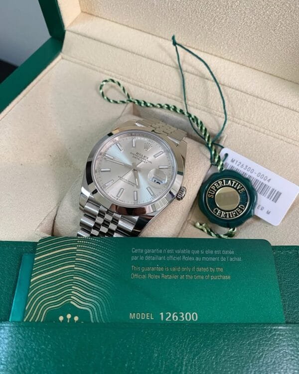 Rolex Steel Datejust 41 - 2021 - Smooth Bezel -Silver Index Dial - Jubilee Bracelet - 126300 *FULL SET* - Image 8