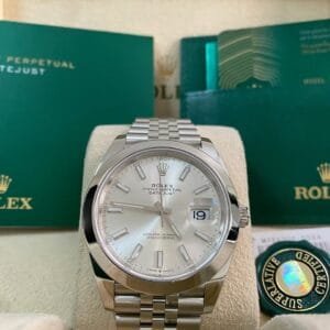 Rolex Steel Datejust 41 - 2021 - Smooth Bezel -Silver Index Dial - Jubilee Bracelet - 126300 *FULL SET*