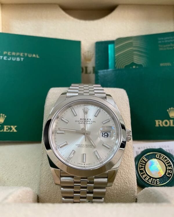 Rolex Steel Datejust 41 - 2021 - Smooth Bezel -Silver Index Dial - Jubilee Bracelet - 126300 *FULL SET*