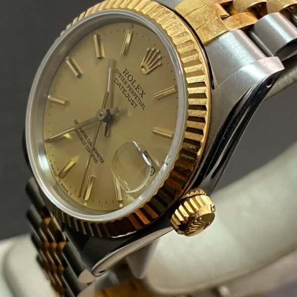 Rolex Steel & Yellow Gold Datejust 31 - R serial - Fluted Bezel - Champagne Index Dial - Jubilee Bracelet - 68273 *NOS* - Image 7