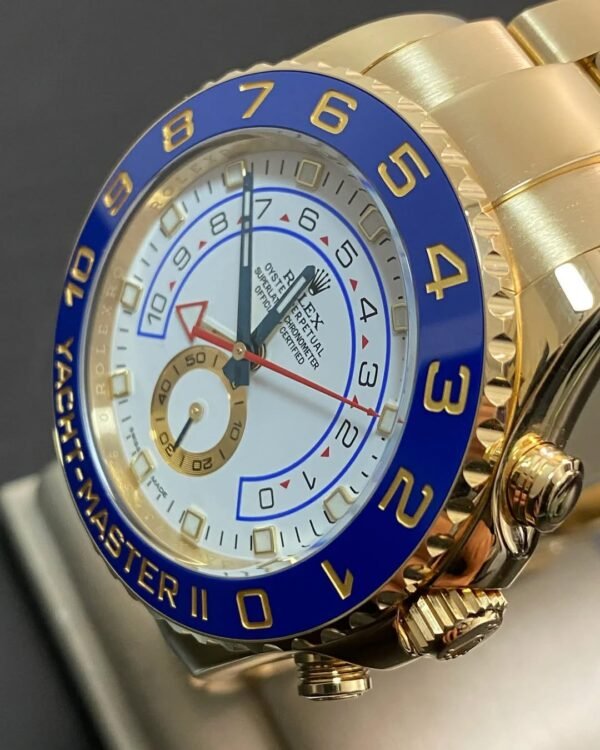 Rolex Yellow Gold Yacht-Master II - 2015 - Blue Bezel - White Dial - 116688 *FULL SET* - Image 9