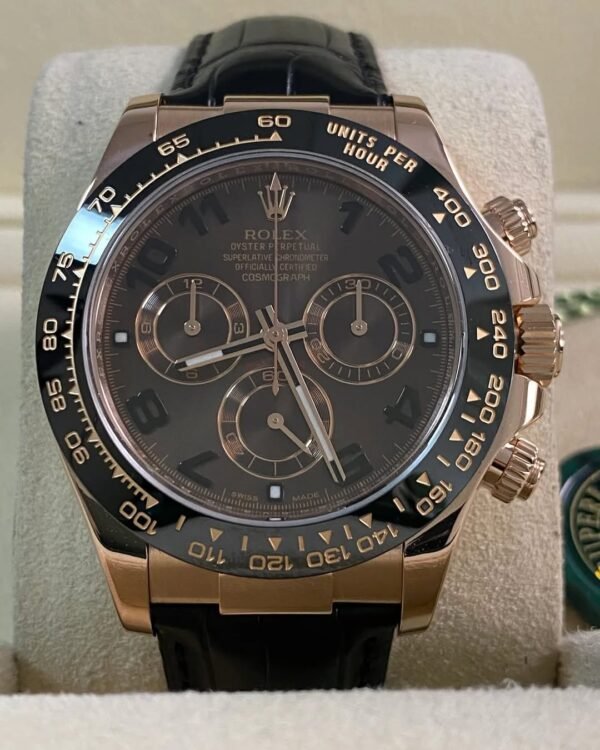 Rolex Everose Gold Cosmograph Daytona - 2015- Chocolate Dial - Leather Strap - 116515LN *FULL SET* - Image 7
