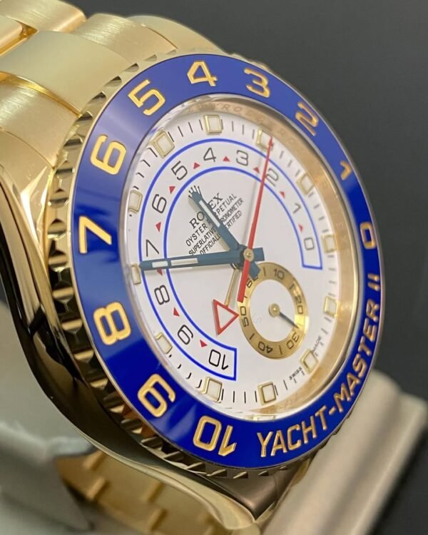 Rolex Yellow Gold Yacht-Master II - 2015 - Blue Bezel - White Dial - 116688 *FULL SET* - Image 6