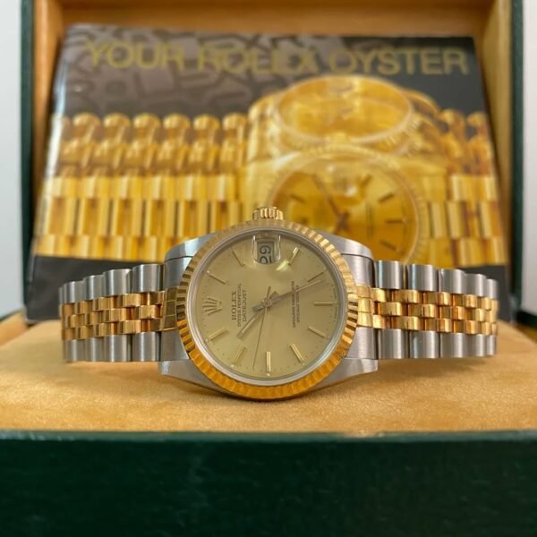 Rolex Steel & Yellow Gold Datejust 31 - R serial - Fluted Bezel - Champagne Index Dial - Jubilee Bracelet - 68273 *NOS*