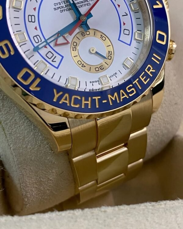 Rolex Yellow Gold Yacht-Master II - 2015 - Blue Bezel - White Dial - 116688 *FULL SET* - Image 4