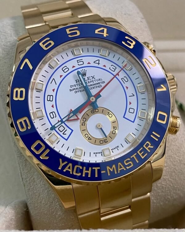 Rolex Yellow Gold Yacht-Master II - 2015 - Blue Bezel - White Dial - 116688 *FULL SET* - Image 3
