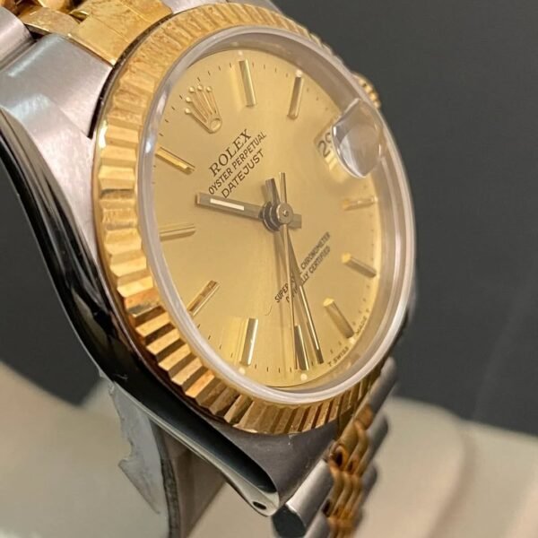 Rolex Steel & Yellow Gold Datejust 31 - R serial - Fluted Bezel - Champagne Index Dial - Jubilee Bracelet - 68273 *NOS* - Image 3