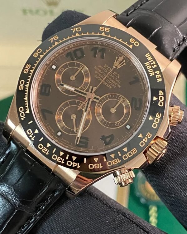 Rolex Everose Gold Cosmograph Daytona - 2015- Chocolate Dial - Leather Strap - 116515LN *FULL SET* - Image 4