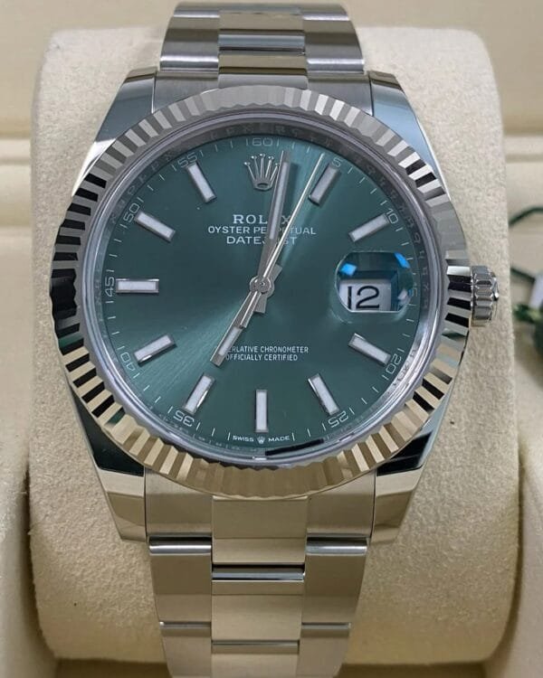 Rolex Steel Datejust 41 - 2025 - Fluted Bezel - Mint Green Dial - Oyster Bracelet - 126334 *FULL SET* - Image 6