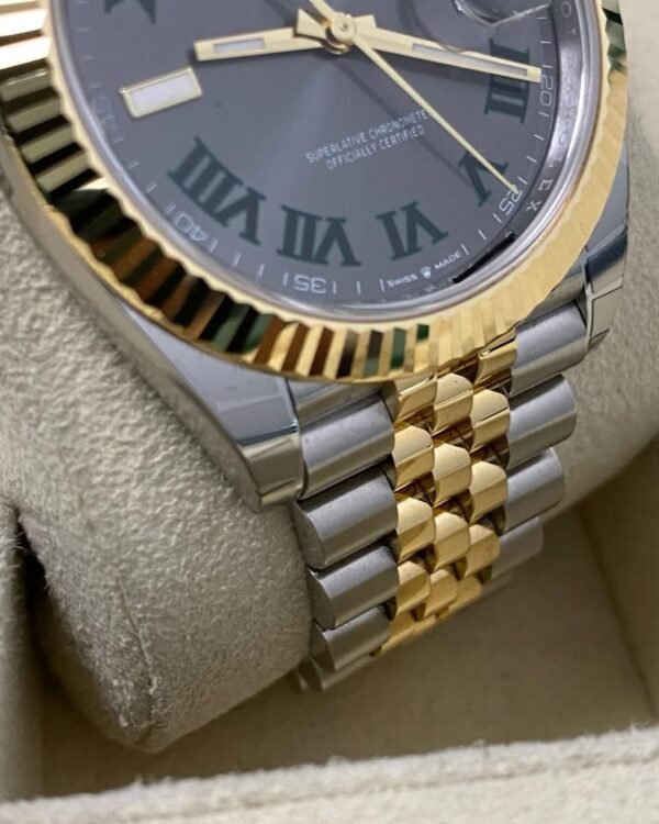 Rolex Steel & Yellow Gold Datejust 41 - 2024 - Fluted Bezel - “Wimbledon” Dial - Jubilee Bracelet - 126333 *FULL STICKERS* - Image 8
