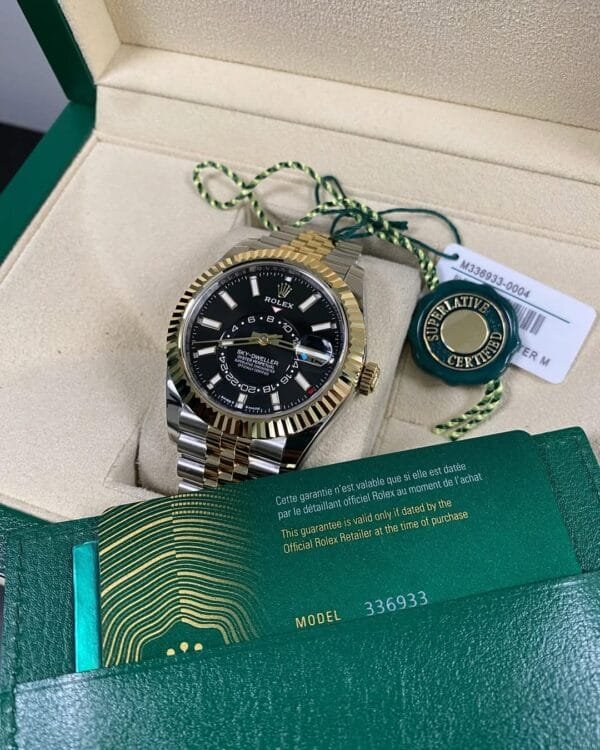 Rolex Yellow Gold Rolesor Sky-Dweller - 2025 - Black Dial - Jubilee Bracelet - 336933 *FULL SET* - Image 5