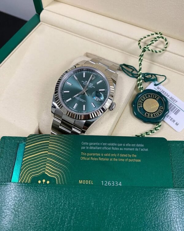 Rolex Steel Datejust 41 - 2025 - Fluted Bezel - Mint Green Dial - Oyster Bracelet - 126334 *FULL SET*