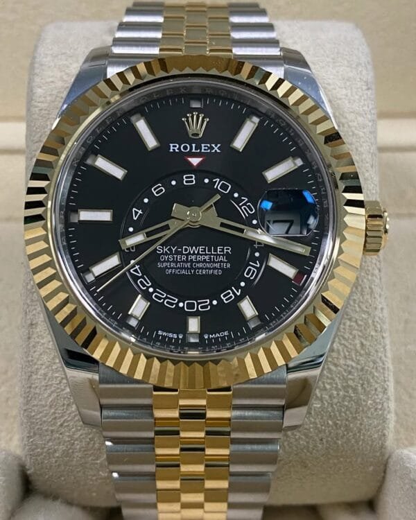 Rolex Yellow Gold Rolesor Sky-Dweller - 2025 - Black Dial - Jubilee Bracelet - 336933 *FULL SET* - Image 11