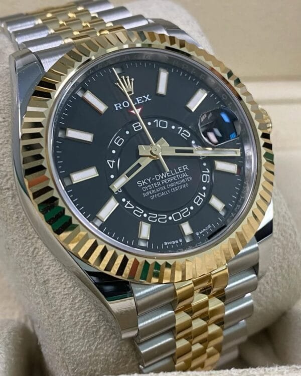 Rolex Yellow Gold Rolesor Sky-Dweller - 2025 - Black Dial - Jubilee Bracelet - 336933 *FULL SET* - Image 13