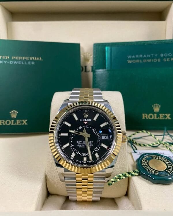 Rolex Yellow Gold Rolesor Sky-Dweller - 2025 - Black Dial - Jubilee Bracelet - 336933 *FULL SET* - Image 14