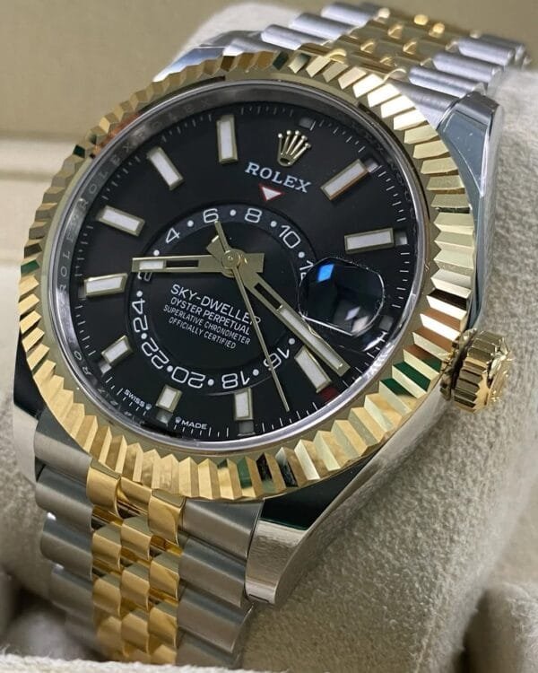 Rolex Yellow Gold Rolesor Sky-Dweller - 2025 - Black Dial - Jubilee Bracelet - 336933 *FULL SET* - Image 15