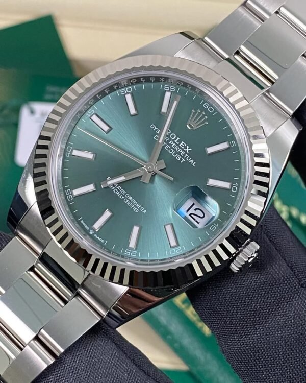 Rolex Steel Datejust 41 - 2025 - Fluted Bezel - Mint Green Dial - Oyster Bracelet - 126334 *FULL SET* - Image 9