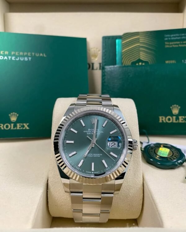 Rolex Steel Datejust 41 - 2025 - Fluted Bezel - Mint Green Dial - Oyster Bracelet - 126334 *FULL SET* - Image 10