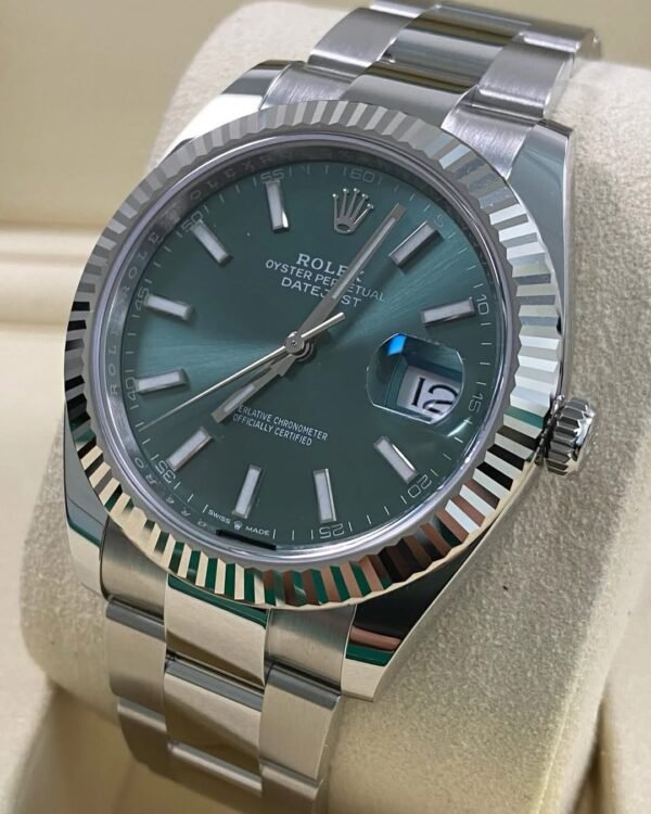 Rolex Steel Datejust 41 - 2025 - Fluted Bezel - Mint Green Dial - Oyster Bracelet - 126334 *FULL SET* - Image 11