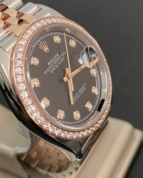 Rolex Everose Rolesor Datejust 36 - 2025 - Diamond Bezel - Black Diamond Dial - Jubilee Bracelet - 126281RBR *FULL SET* - Image 11