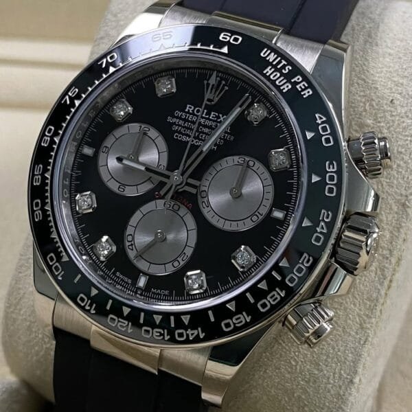 Rolex White Gold Cosmograph Daytona - 2024 - Black Diamond Dial - Oysterflex - 126519LN *FULL SET* - Image 7