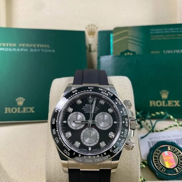 Rolex White Gold Cosmograph Daytona - 2024 - Black Diamond Dial - Oysterflex - 126519LN *FULL SET*