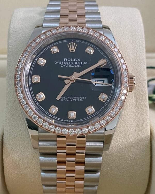 Rolex Everose Rolesor Datejust 36 - 2025 - Diamond Bezel - Black Diamond Dial - Jubilee Bracelet - 126281RBR *FULL SET* - Image 10