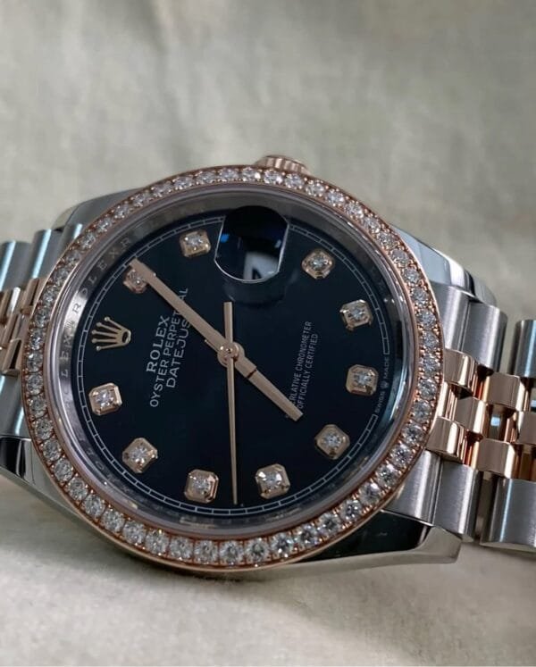 Rolex Everose Rolesor Datejust 36 - 2025 - Diamond Bezel - Black Diamond Dial - Jubilee Bracelet - 126281RBR *FULL SET* - Image 7