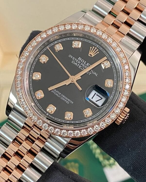 Rolex Everose Rolesor Datejust 36 - 2025 - Diamond Bezel - Black Diamond Dial - Jubilee Bracelet - 126281RBR *FULL SET* - Image 8