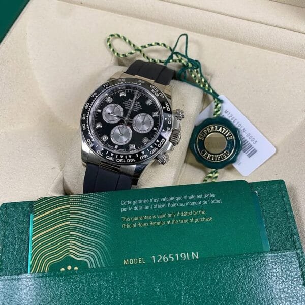 Rolex White Gold Cosmograph Daytona - 2024 - Black Diamond Dial - Oysterflex - 126519LN *FULL SET* - Image 3