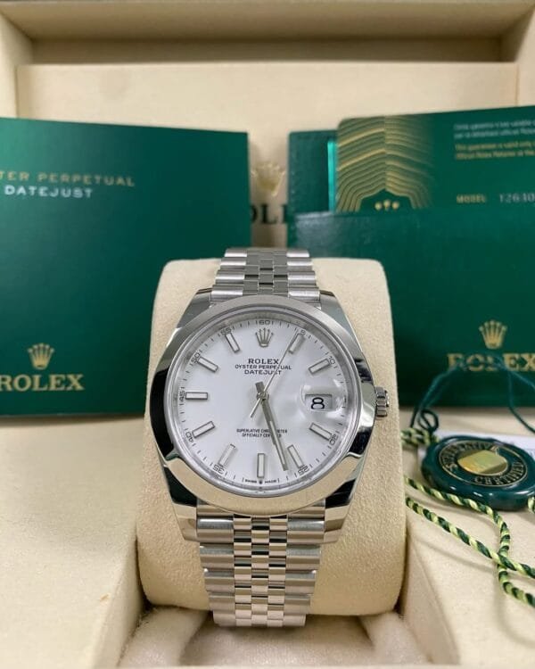 Rolex Steel Datejust 41 - 2025 - Smooth Bezel -White Index Dial - Jubilee Bracelet - 126300 *FULL SET*