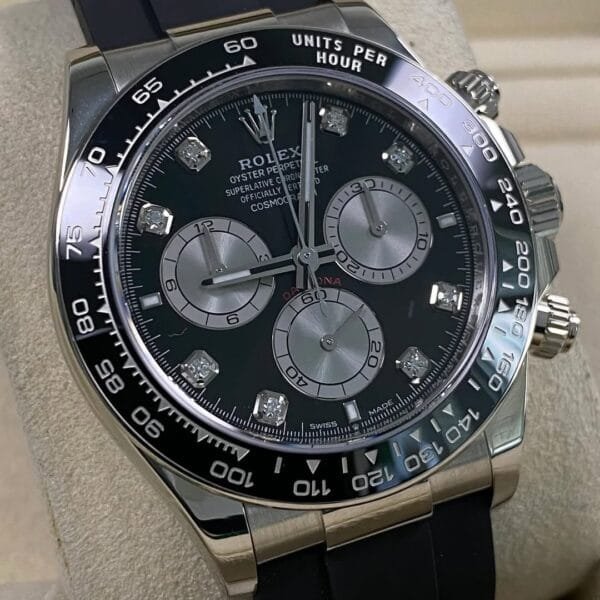 Rolex White Gold Cosmograph Daytona - 2024 - Black Diamond Dial - Oysterflex - 126519LN *FULL SET* - Image 10