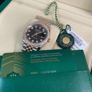Rolex Everose Rolesor Datejust 36 - 2025 - Diamond Bezel - Black Diamond Dial - Jubilee Bracelet - 126281RBR *FULL SET*