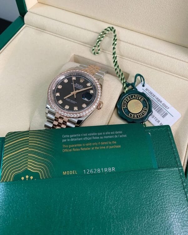 Rolex Everose Rolesor Datejust 36 - 2025 - Diamond Bezel - Black Diamond Dial - Jubilee Bracelet - 126281RBR *FULL SET*