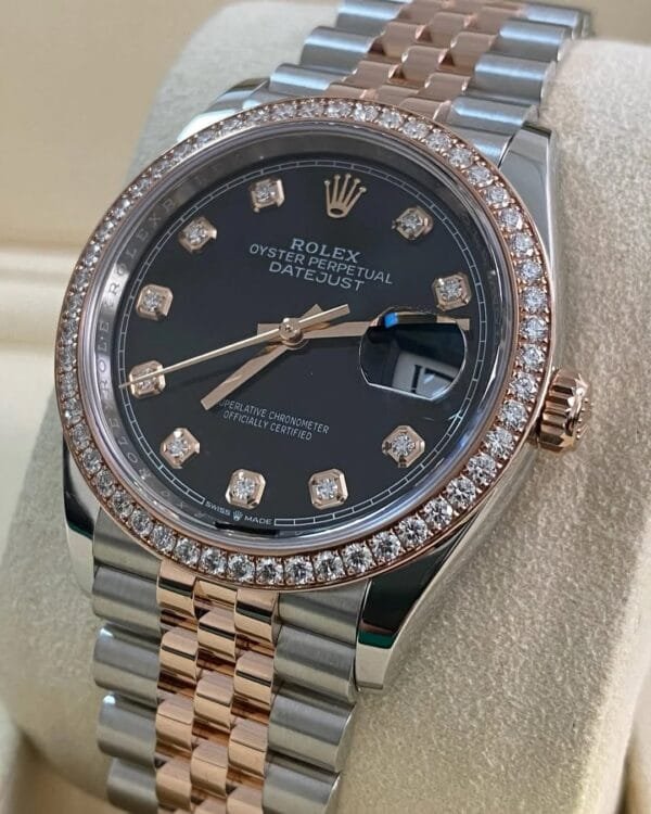 Rolex Everose Rolesor Datejust 36 - 2025 - Diamond Bezel - Black Diamond Dial - Jubilee Bracelet - 126281RBR *FULL SET* - Image 2
