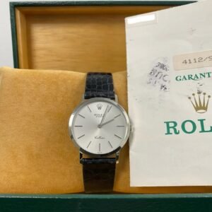 Rolex Cellini - White Gold - E serial - Silver Dial - Black Leather Strap - 4112
