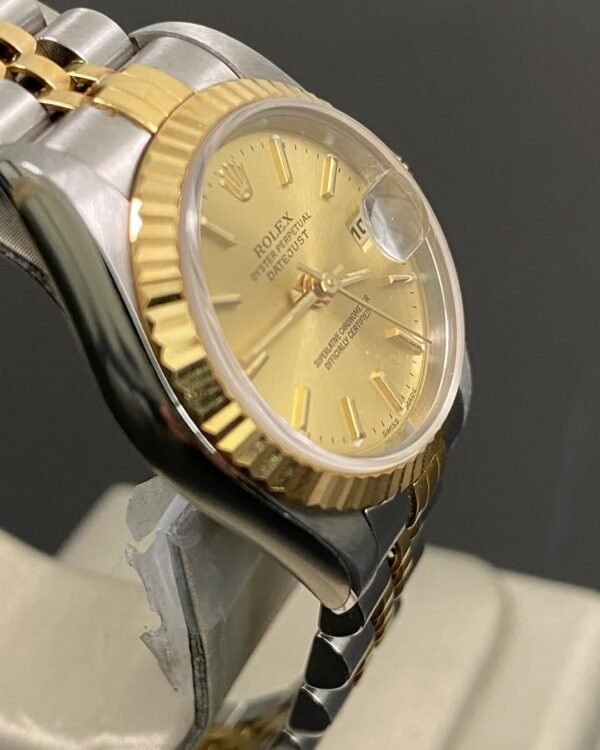 Rolex Steel & Yellow Gold Lady-Datejust 26 - K serial - Fluted Bezel - Champagne Index Dial - Jubilee Bracelet - 79173 - Image 2