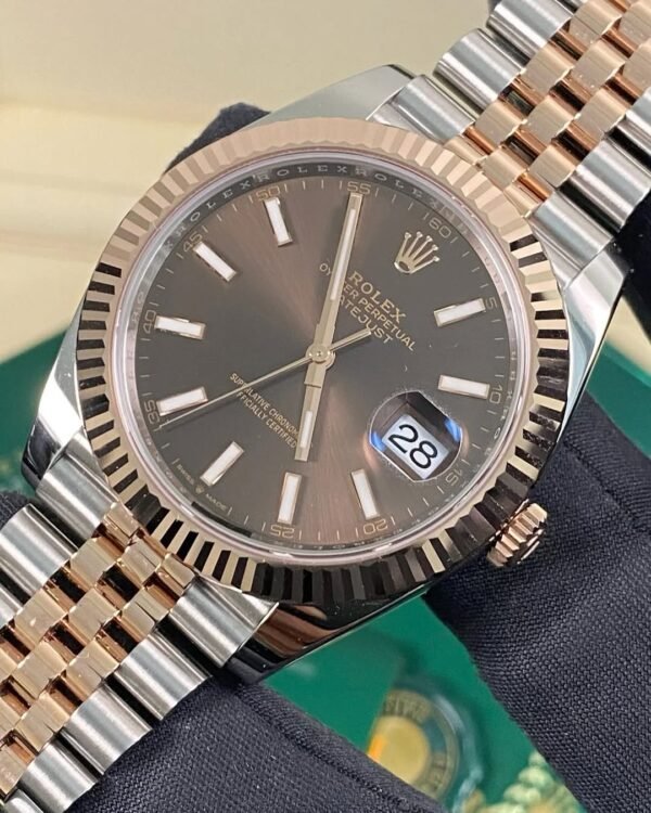 Rolex Steel & Everose Gold Datejust 41 - 2025 - Fluted Bezel - Chocolate Index Dial - Jubilee Bracelet - 126331 *FULL SET* - Image 7