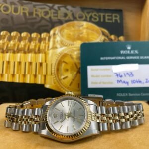 Rolex Steel & Yellow Oyster Perpetual Lady - A serial - Fluted Bezel - Silver Index Dial - Jubilee Bracelet - 76193 *Service Warranty Card*