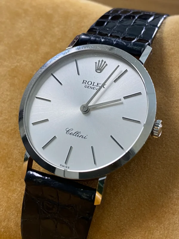 Rolex Cellini - White Gold - E serial - Silver Dial - Black Leather Strap - 4112 - Image 3