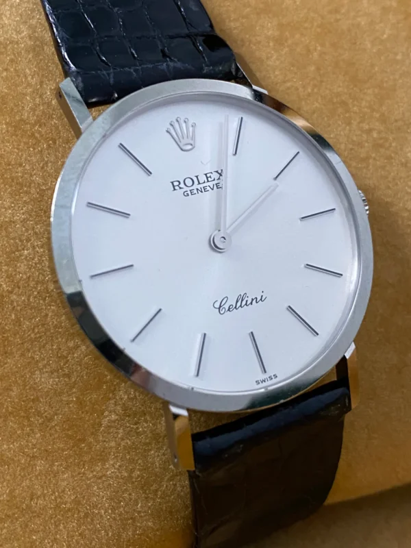 Rolex Cellini - White Gold - E serial - Silver Dial - Black Leather Strap - 4112 - Image 5