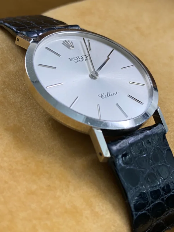 Rolex Cellini - White Gold - E serial - Silver Dial - Black Leather Strap - 4112 - Image 7