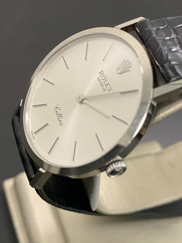 Rolex Cellini - White Gold - E serial - Silver Dial - Black Leather Strap - 4112 - Image 6