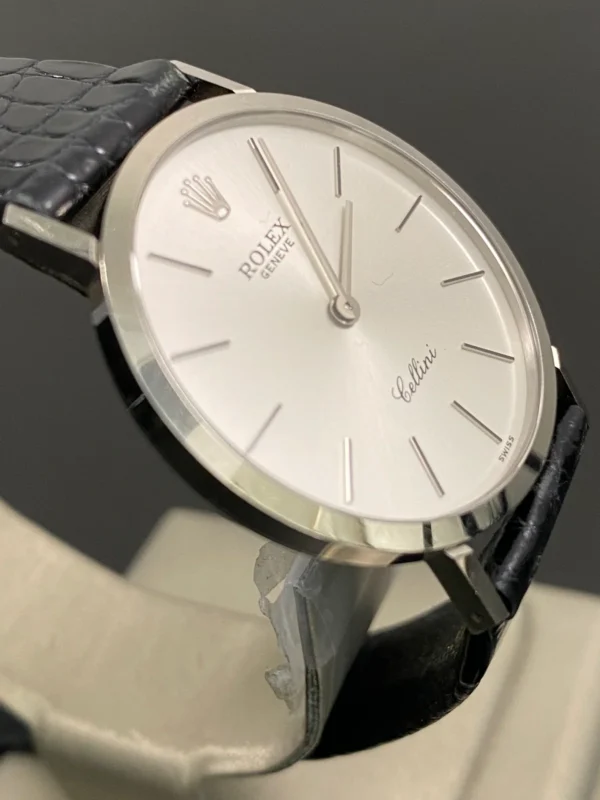 Rolex Cellini - White Gold - E serial - Silver Dial - Black Leather Strap - 4112 - Image 9