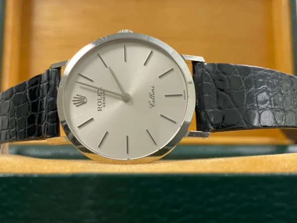 Rolex Cellini - White Gold - E serial - Silver Dial - Black Leather Strap - 4112 - Image 10