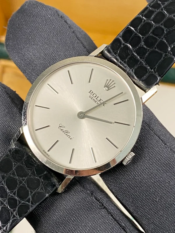 Rolex Cellini - White Gold - E serial - Silver Dial - Black Leather Strap - 4112 - Image 11