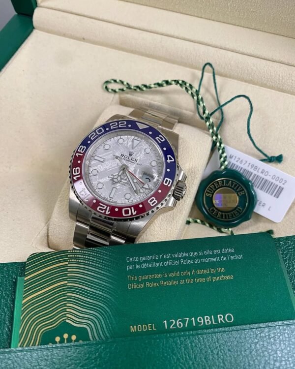 Rolex White Gold GMT-Master II - 2022 - “Pepsi” - Meteorite Dial - 126719BLRO *FULL STICKERS* - Image 11