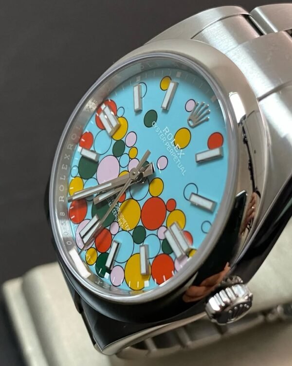 Rolex Oyster Perpetual 41 - 2023 - Domed Bezel - Turquoise Blue Celebration-Motif Dial - Oyster Bracelet - 124300 *FULL SET* - Image 9
