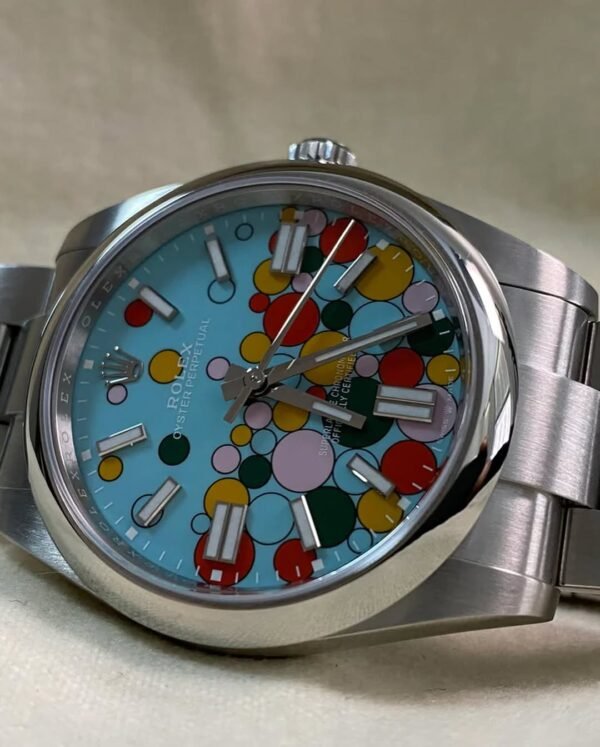 Rolex Oyster Perpetual 41 - 2023 - Domed Bezel - Turquoise Blue Celebration-Motif Dial - Oyster Bracelet - 124300 *FULL SET* - Image 8