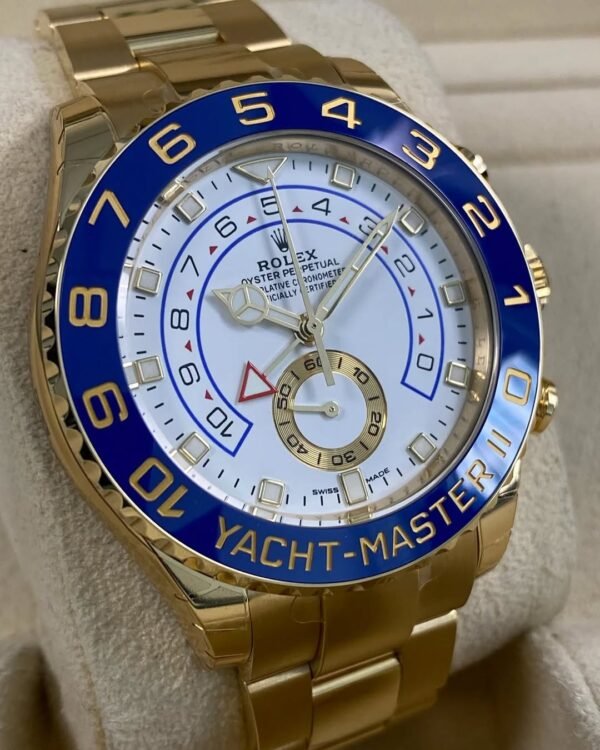 Rolex Yellow Gold Yacht-Master II - 2022 - White Dial - Blue Bezel - 116688 *FULL STICKERS* - Image 14